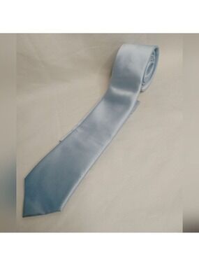 New Q Brand Light Blue Men's Tie And Pocket Square Microfiber